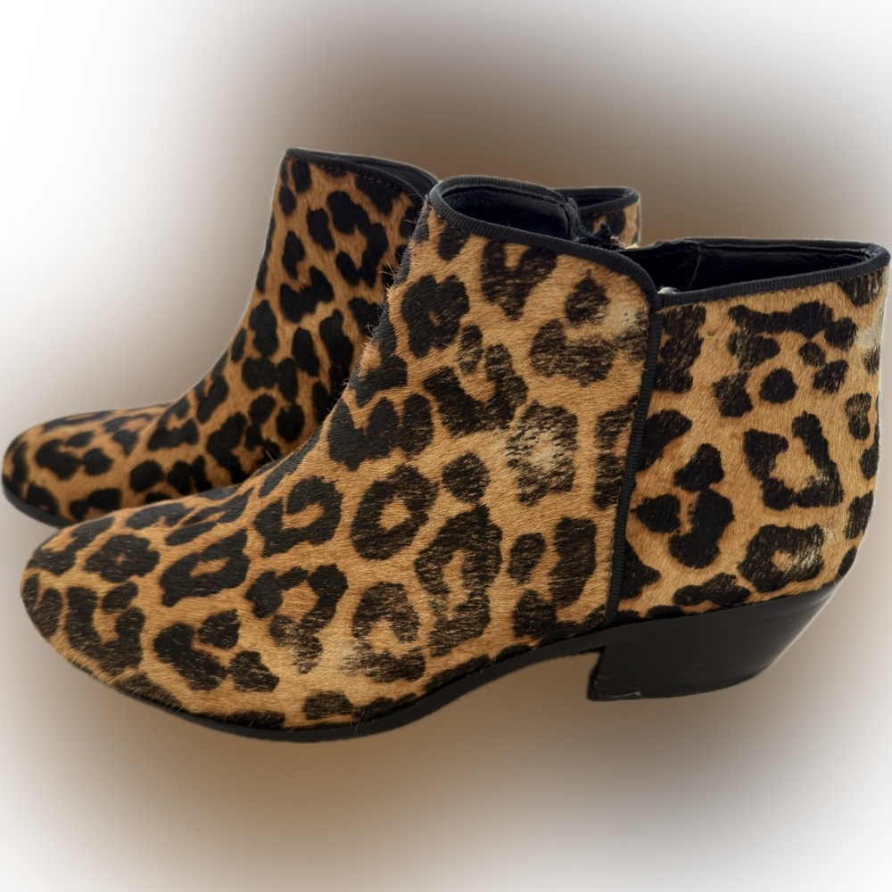 Sam Edelman Petty Ankle Booties - Black & Tan Leopard Print- 5 - Picture 3 of 7